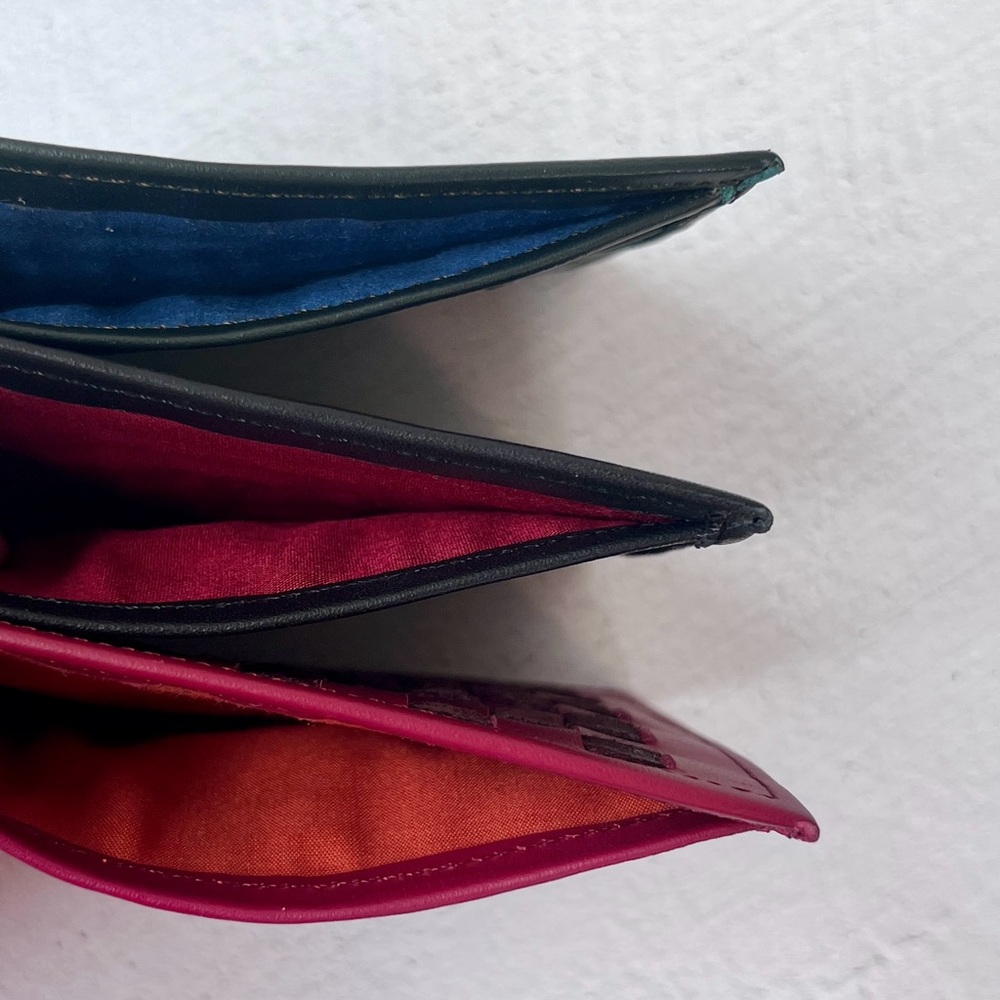 Dark Pink Leather Woven Wallet - Picture 3 of 4